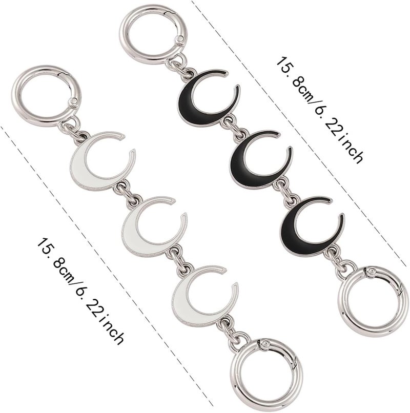 Anbys Store Silver Purse Extender Chain Bag Extender Chain Purse Strap Extender Bag Chain Charms(Moon White/Black) - Image 5